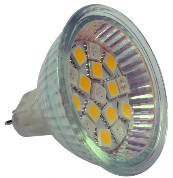 LED-Leuchtmittel Spot mit 16 SMD - GU5.3 Sockel - ROT/WEISS