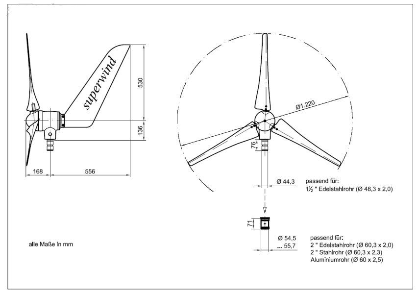 SUPERWIND - 350-II - Windgenerator, 24V