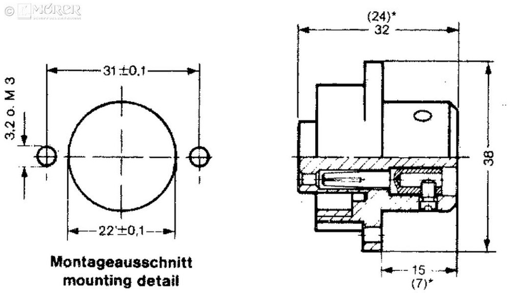 PHILIPPI - RS692 - Flanschdose, 3-polig, 16 A / 230 V