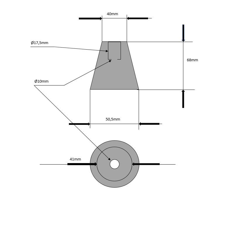 Wellenanode - konische Form - Welle ø 40 mm