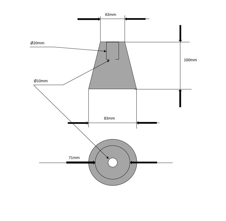 Wellenanode - konische Form - Welle ø 60 mm