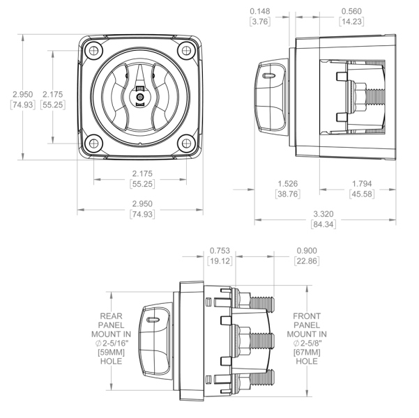 BLUE SEA - 300 A - Batterie Hauptschalter, m-Serie
